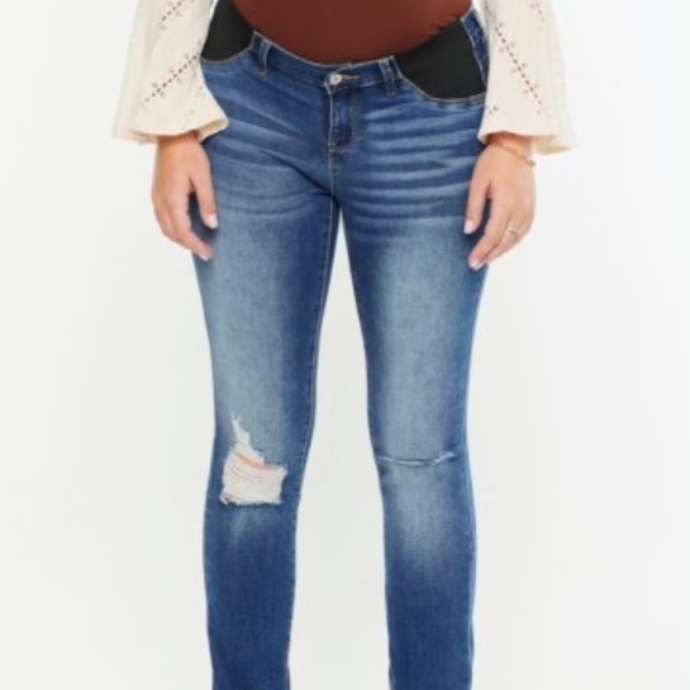 Kancan Maternity super skinny jean distressed lightwash denim sz 3 5 7 9